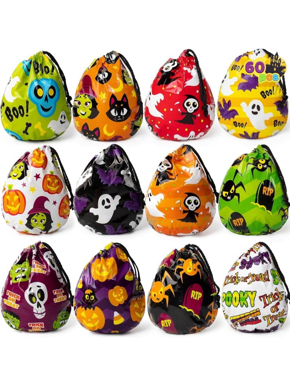 🎃60PCS Halloween Drawstring Goody Treats Bags for Halloween Trick or Treating